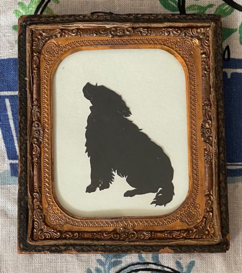 augustin edouart small cut silhouette of a dog - CATEGORY: ANTIQUE ART - DATED 19TH CENTURY