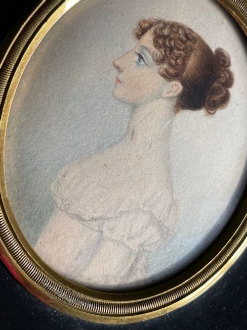 EDWARD FOSTER WATERCOLOUR PROFILE OF A YOUNG REGENCY LADY - ADDITIONAL PHOTO 1