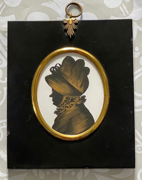 CHARACTER PAIR OF GILDED SILHOUETTES ON PLASTER - ADDITIONAL PHOTO 3