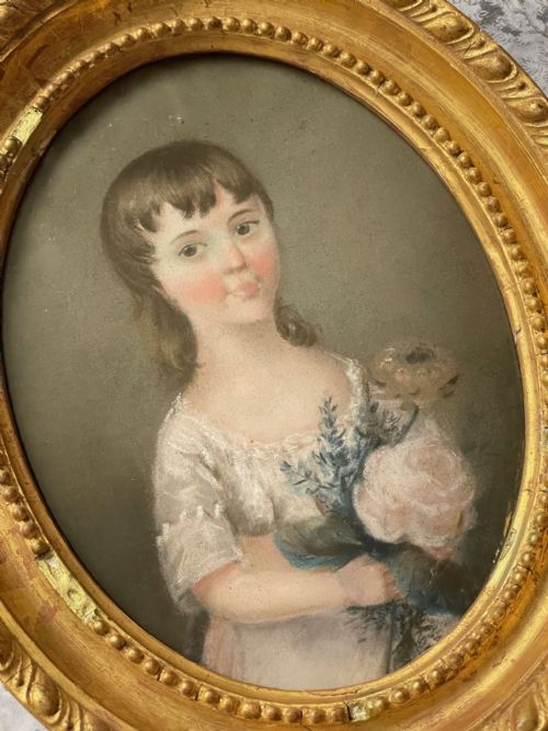 CHARMING PASTEL PORTRAIT CIRCA 1800 - ADDITIONAL PHOTO 1