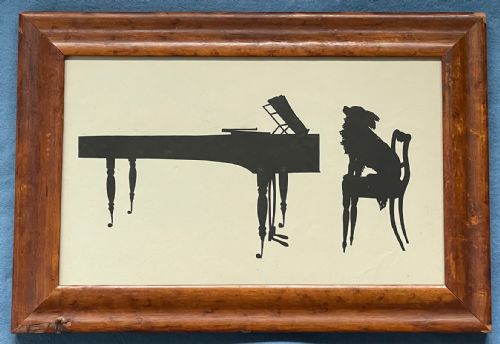 augustin edouart silhouette of a musical dog - CATEGORY: ANTIQUE ART - DATED 19TH CENTURY