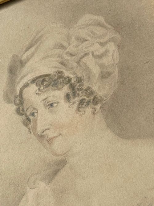 WATERCOLOUR PENCIL PORTRAIT 1825 SIGNED - ADDITIONAL PHOTO 4