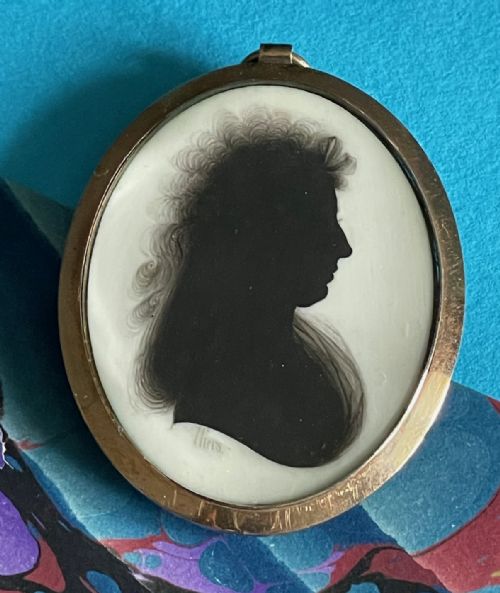 JOHN MIERS MINIATURE SILHOUETTE PORTRAIT IN PENDANT SIGNED - ADDITIONAL PHOTO 1