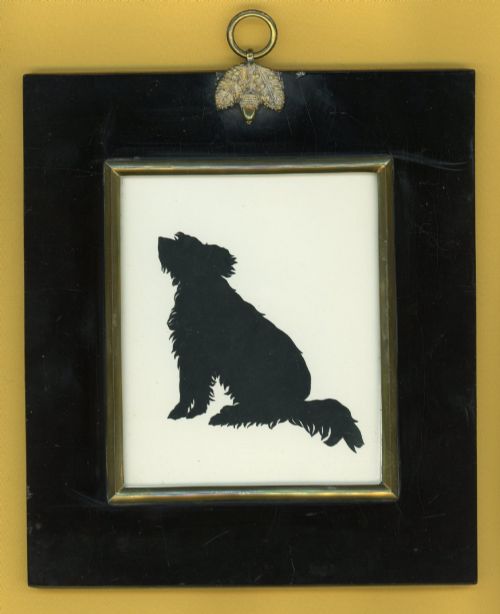 augustin edouart cut silhouette of a shaggy dog - CATEGORY: ANTIQUE  - DATED 19TH CENTURY