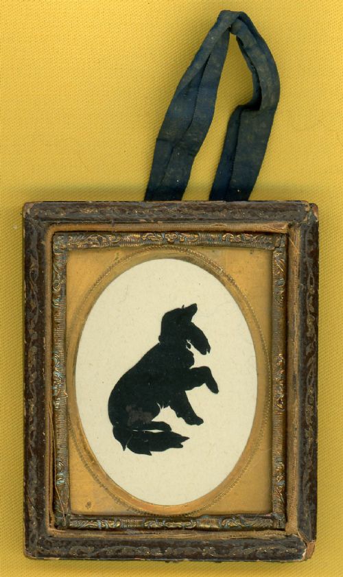 augustin edouard tiny cut silhouette of a dog - CATEGORY: ANTIQUE  - DATED 19TH CENTURY