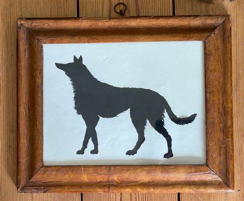 augustin edouart cut silhouette of a large dog - CATEGORY: ANTIQUE  - DATED 19TH CENTURY
