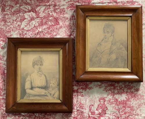 GRAPHITE DRAWINGS OF A REGENCY COUPLE