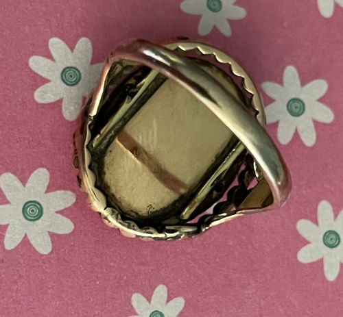 RARE GEORGIAN VERRE EGLOMISE SILHOUETTE RING - ADDITIONAL PHOTO 3