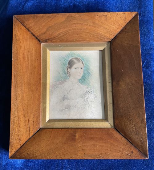 WATERCOLOUR PENCIL PORTRAIT OF LADY WITH CAT