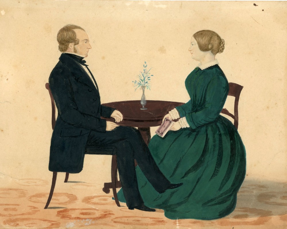 Naive School Watercolour Portrait, circa 1850 View II