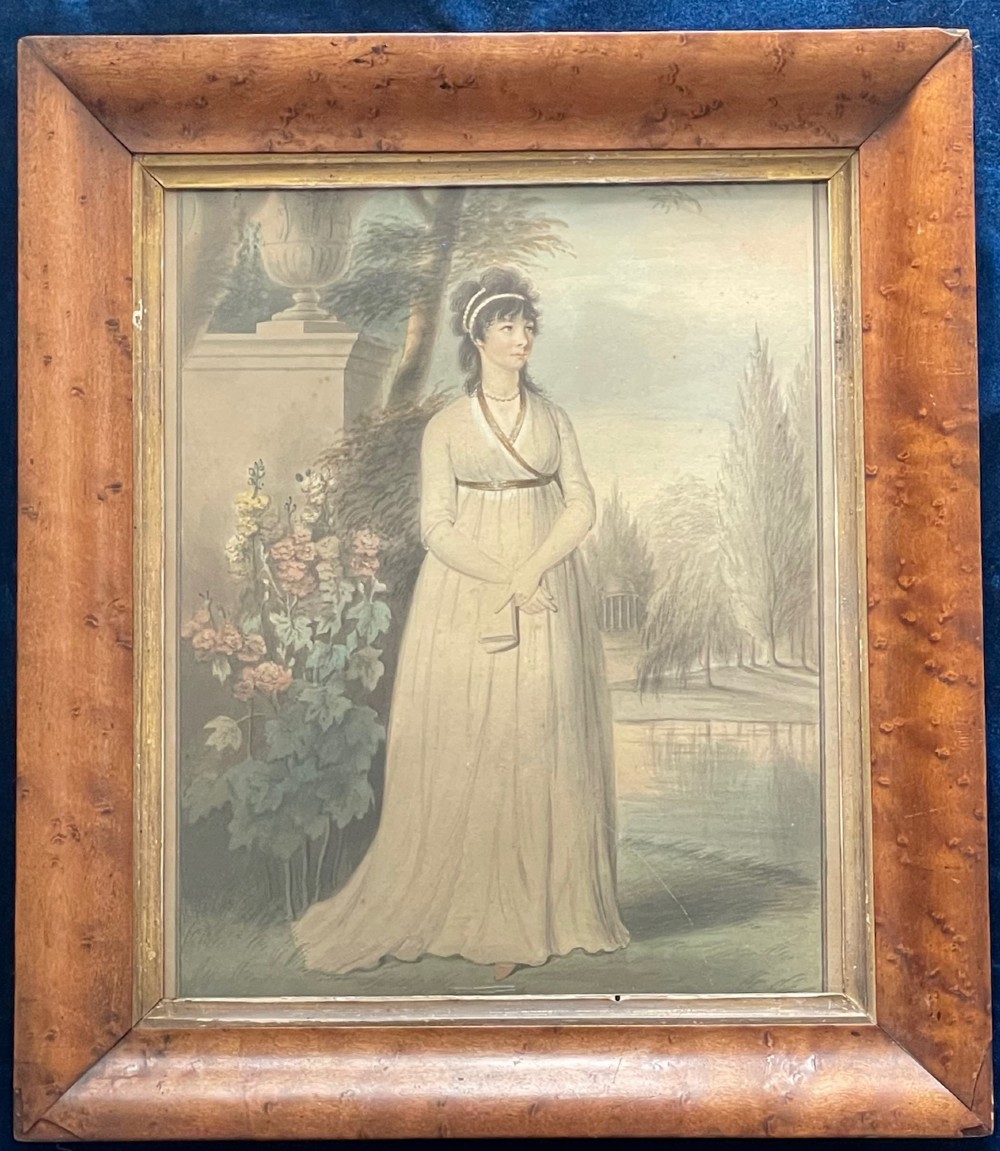 Henry Edridge attrib. Watercolour Portrait in Classical Landscape