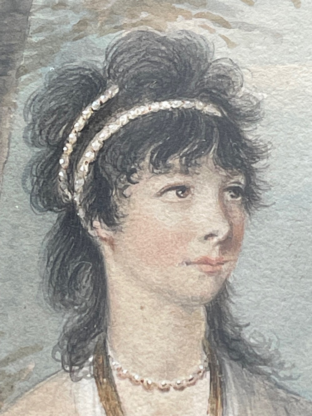 Henry Edridge attrib. Watercolour Portrait in Classical Landscape View V