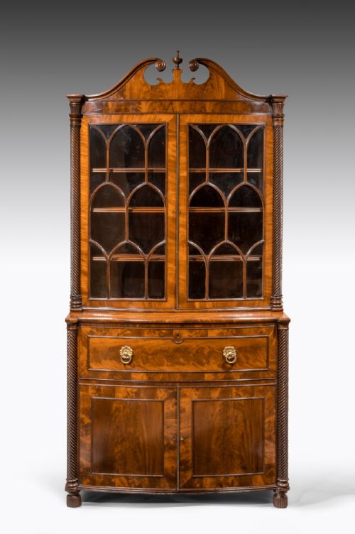 A Superb Quality Regency Bow Front Secretaire Bookcase