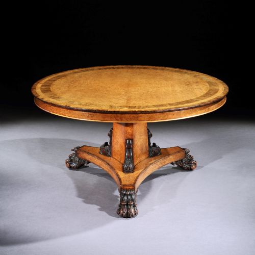 A Fabulous Regency Period Amboyna Centre Table