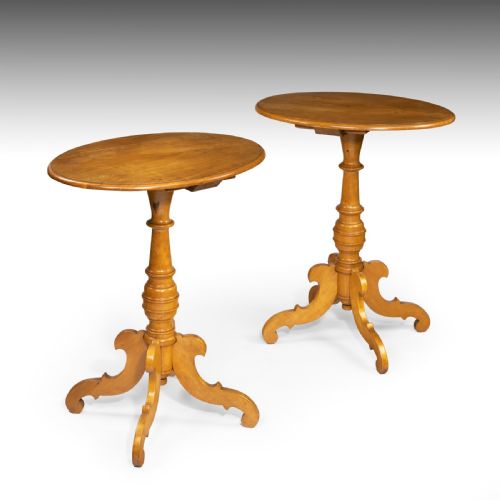 A Pair of Baltic Satin Birch Occasional Tables