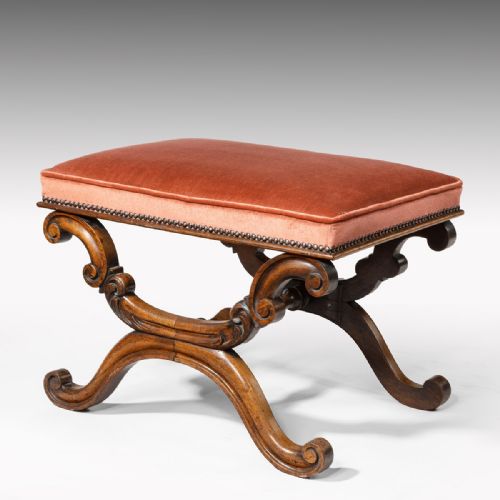 A Regency Period Rosewood X Frame Stool