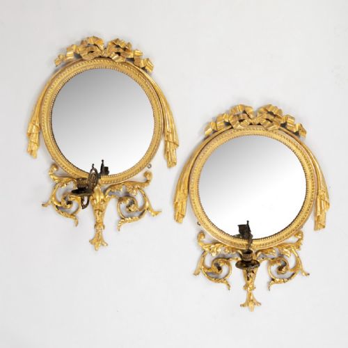 A Pair of 19th Century Gilt Mirrors with Sconce Arms.