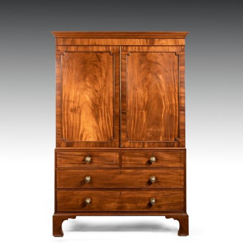 A Regency Period Linen Press with Original Trays