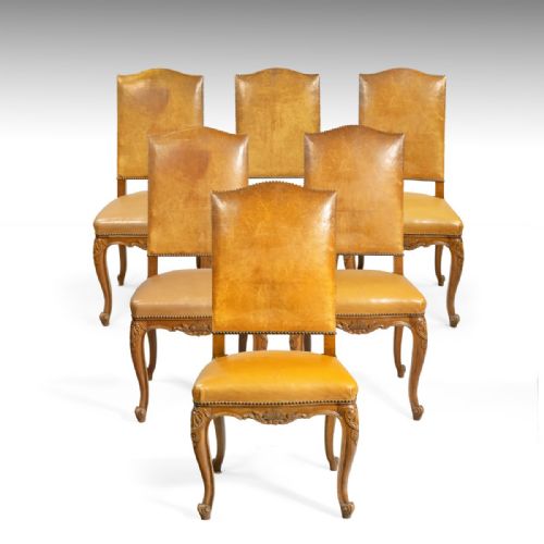 A Set of Six 19th Century French Leather Upholstered Chairs