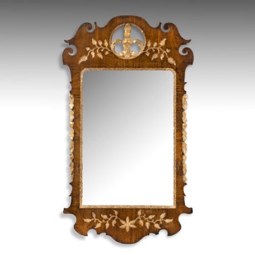A George Ist Walnut & Gilded Mirror