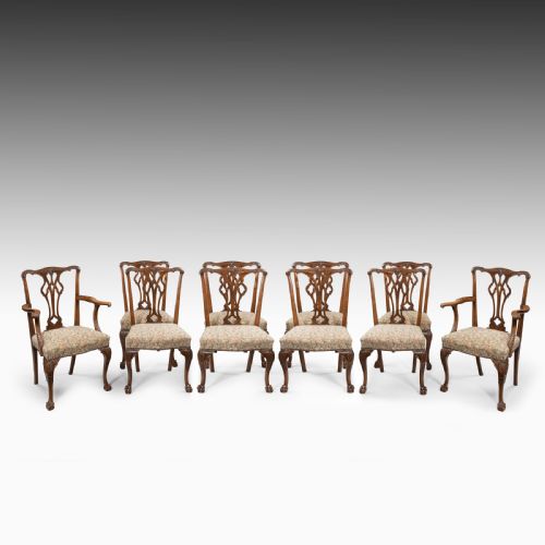 A Set of Ten 19th Century Georgian Style Carved Dining Chairs