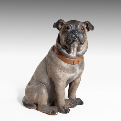 An Austrian Cold Painted Terracotta Pug Dog