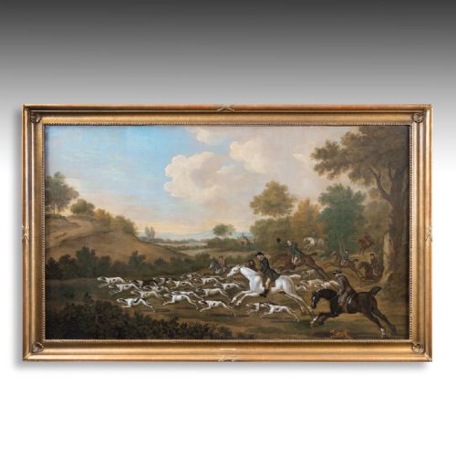 "Full Cry". A Large 18th Century Hunting Painting by Francis Sartorius