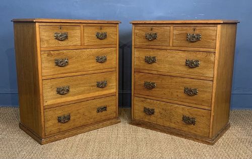 A Pair of Late 19th Century Chest of Drawers of Narrow Size
