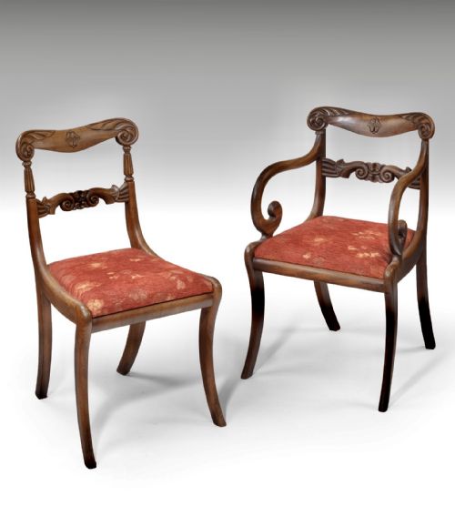 A Set of Eight Regency Period Dining Chairs