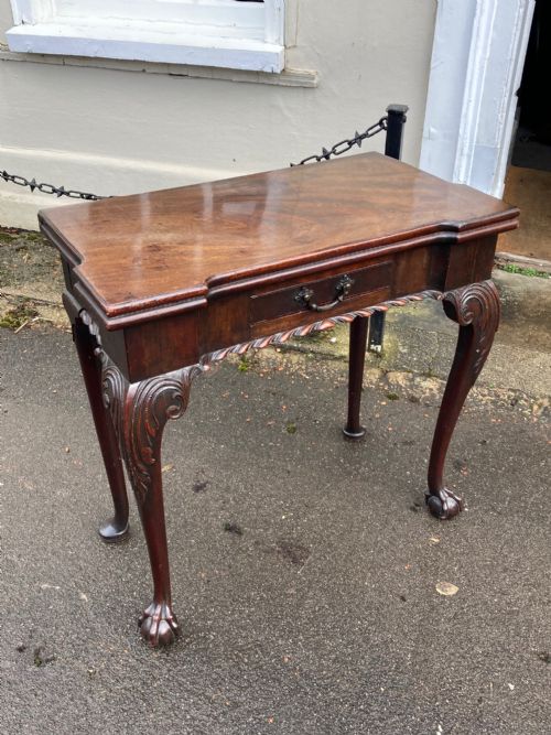 A GEORGE II CARVED MAHOGANY CARD TABLE - ADDITIONAL PHOTO 1