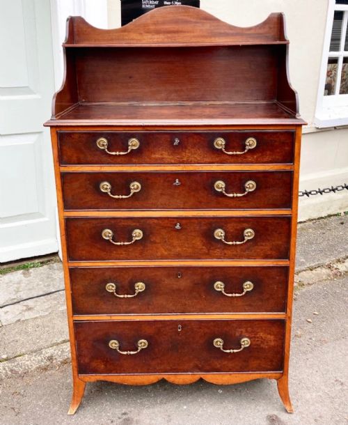 A NARROW GEORGE III SHERATON PERIOD TALL CHEST - ADDITIONAL PHOTO 1