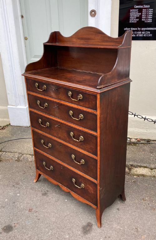 A NARROW GEORGE III SHERATON PERIOD TALL CHEST - ADDITIONAL PHOTO 2