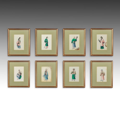 A Set of Eight 19th Century Chinese Watercolours