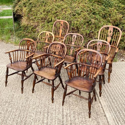 A Matched Set of Eight 19th Century Windsor Armchairs