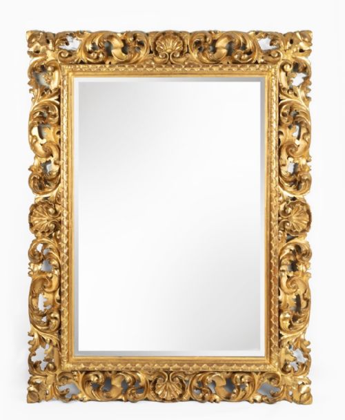 An Unusually Large 19th Century Italian Carved Wood & Gilded Mirror