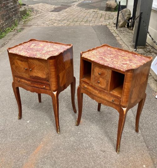An Unusual Pair of Late 19th Century French Bedside Tables