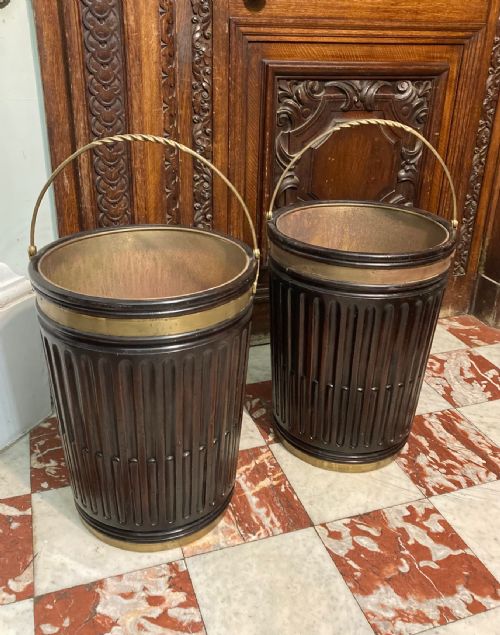 A Large Pair of Late 19th Century Irish Brass Bound Peat Buckets
