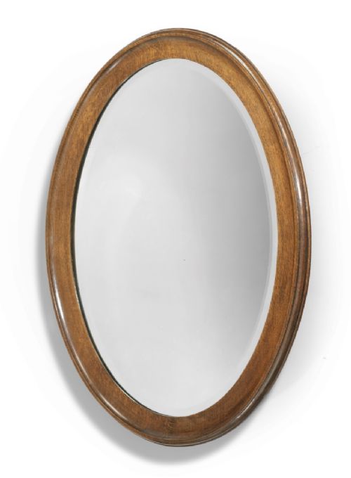 An Art Deco Period Oak Oval Mirror