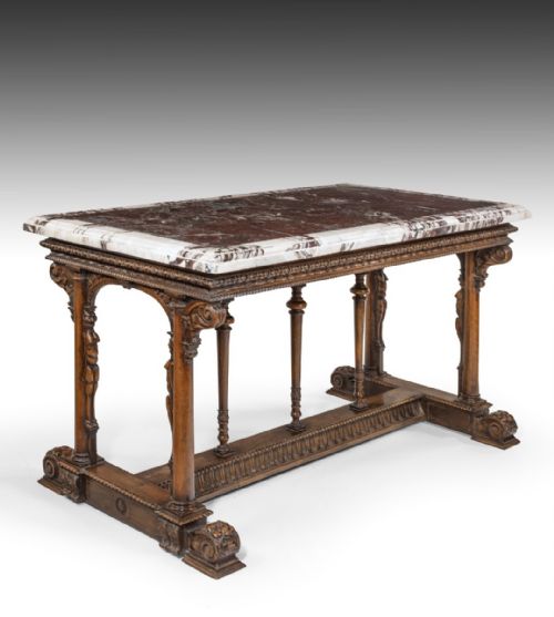 A 19th Century Walnut and Marble Top Console Table