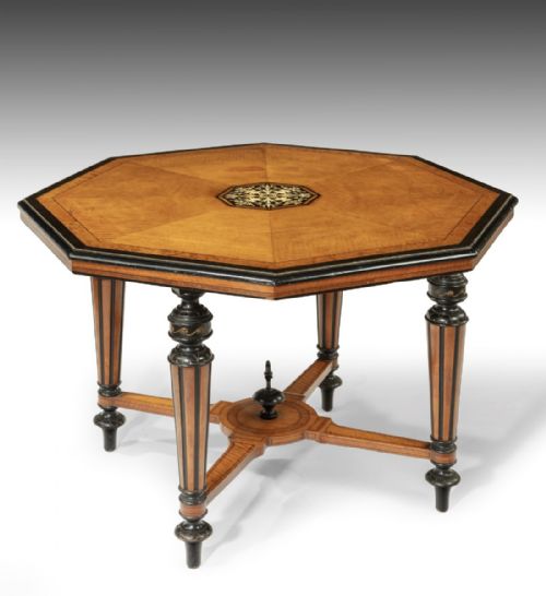 A Victorian Period Octagonal Satinwood Centre Table