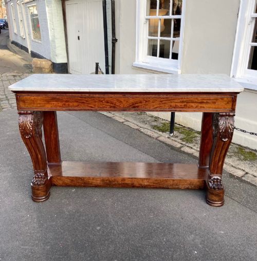 A Regency Period Carved Mahogany & Marble Console Table