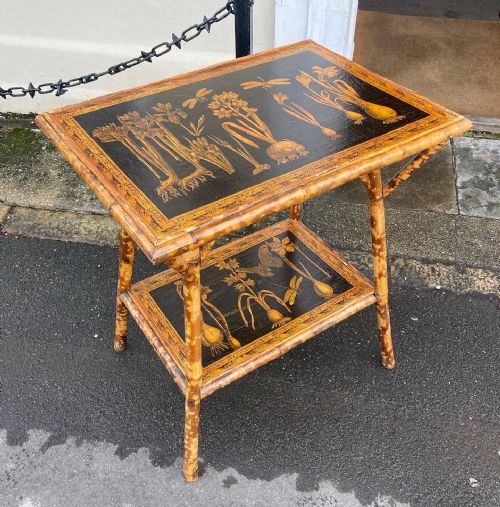 A Late 19th Century Bamboo Decoupage Table