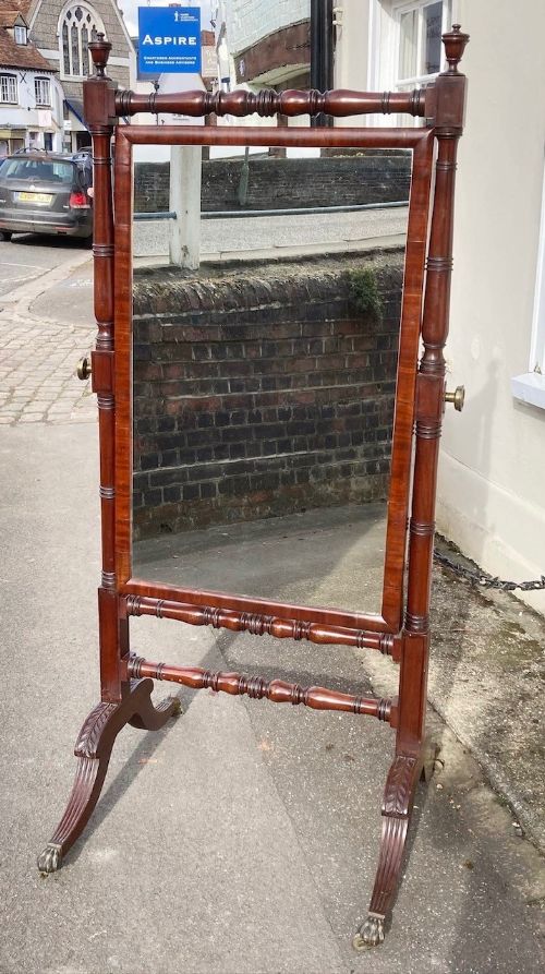 A Regency Period Cheval Mirror Attributed to Gillow