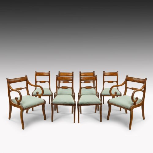 A Set of Eight Regency Period Large Dining Chairs