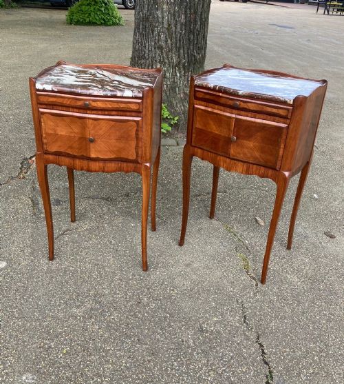 A Pair of 19th Century Tulipwood Bedside Tables
