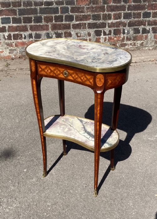 A 19th Century Parquetry & Marble Kidney Occasional Table