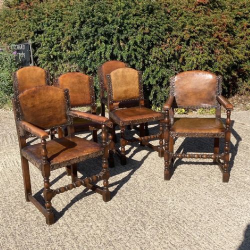 A Set of 6 17th Century Style Dining Chairs