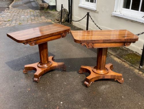 A Pair of Regency Period Rosewood Card Tables