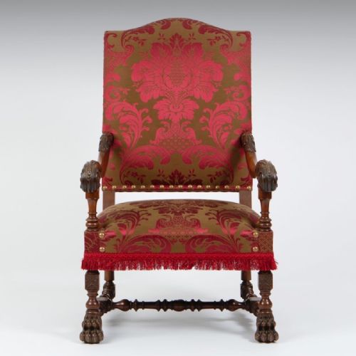 A LARGE PAIR OF 19TH CENTURY FRENCH WALNUT ARMCHAIRS - ADDITIONAL PHOTO 1