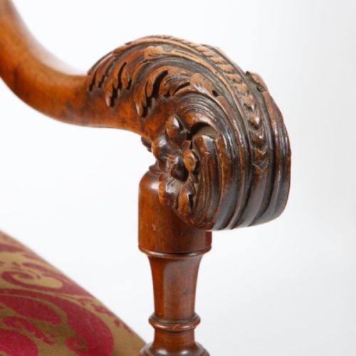 A LARGE PAIR OF 19TH CENTURY FRENCH WALNUT ARMCHAIRS - ADDITIONAL PHOTO 3